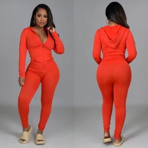 Pumpkin Orange You Can Do It Legging Set